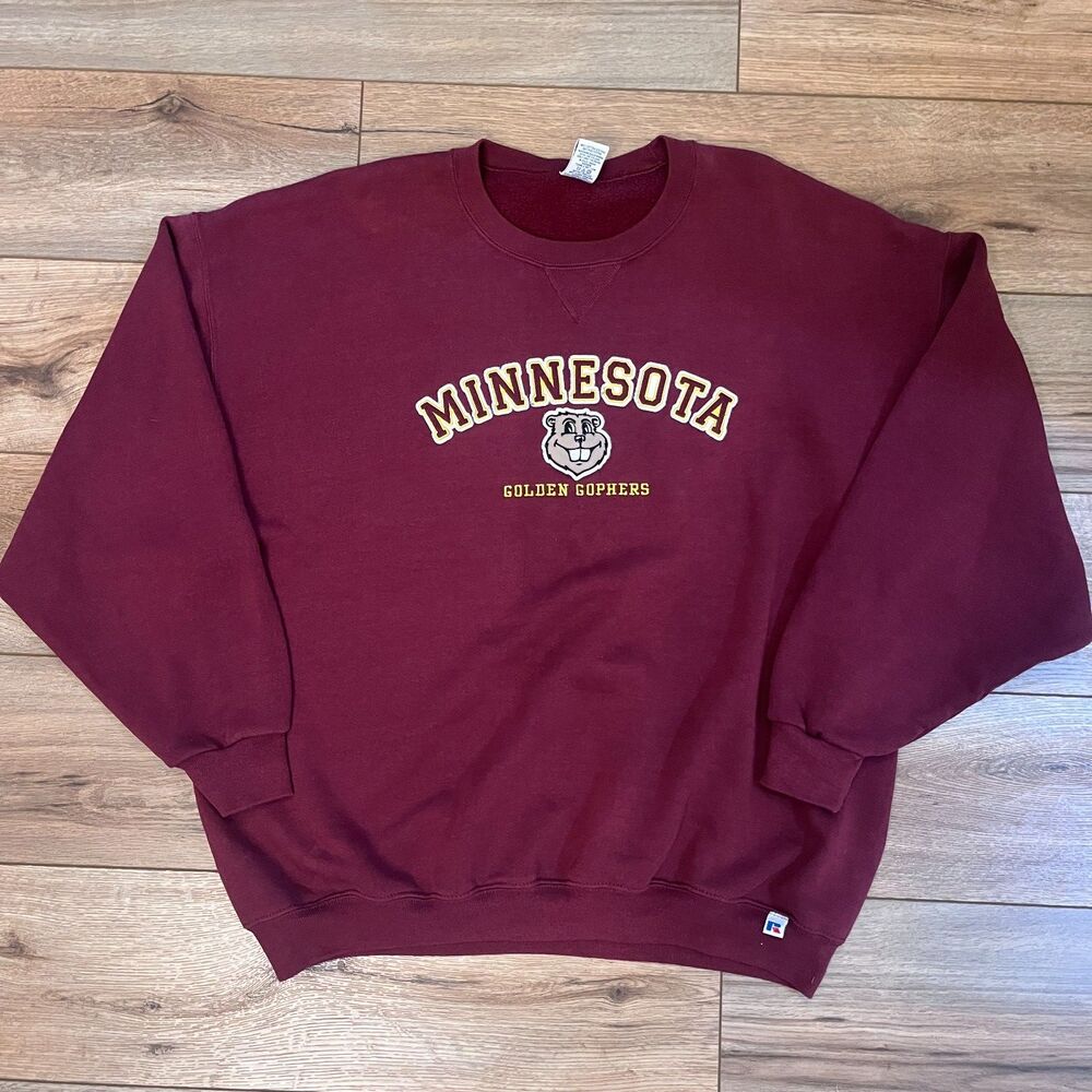 Vintage Russell Athletic Minnesota Golden Gophers Maroon Crewneck Sweatshirt XXL